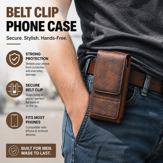 ⚡ Gran descuento | Funda para móvil con cinturón 📱 Funda de cuero multipocket con portatarjetas