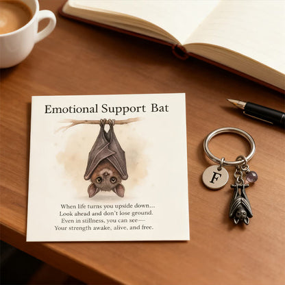 🦇Colgante de llavero "Murciélago de Apoyo Emocional" con tarjeta de saludos