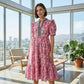 Vestido Largo de Manga Abullonada con Estampado Floral para Mujeres