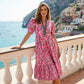 Vestido Largo de Manga Abullonada con Estampado Floral para Mujeres
