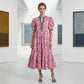 Vestido Largo de Manga Abullonada con Estampado Floral para Mujeres