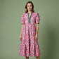 Vestido Largo de Manga Abullonada con Estampado Floral para Mujeres