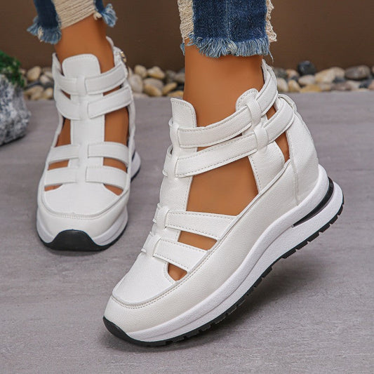Sandalias de cuña transpirables de moda para mujer con cierre de cremallera lateral