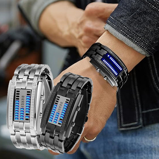⌚ ¡TIEMPO LIMITADO 50% DE DESCUENTO! ✨ Reloj LED binario masculino – Acero inoxidable, luz azul, deportivo, resistente al agua, moderno ⚡