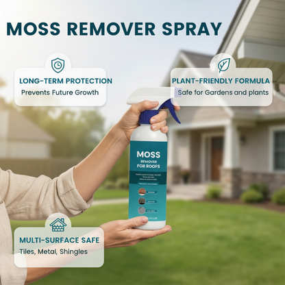 Spray limpiador multisuperficie para musgo y algas en tejados
