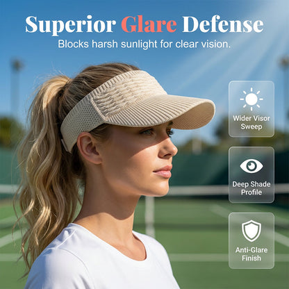 🔥 Visera de verano para mujer con abertura para coleta alta 🧢 Transpirable, con protección UV400 y diseño abierto en la parte superior ☀️ Perfecta para correr, hacer senderismo, días de playa y el estilo "esa chica" a diario 💁‍♀️✨