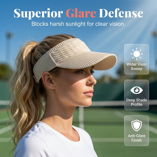 🔥 Visera de verano para mujer con abertura para coleta alta 🧢 Transpirable, con protección UV400 y diseño abierto en la parte superior ☀️ Perfecta para correr, hacer senderismo, días de playa y el estilo "esa chica" a diario 💁‍♀️✨