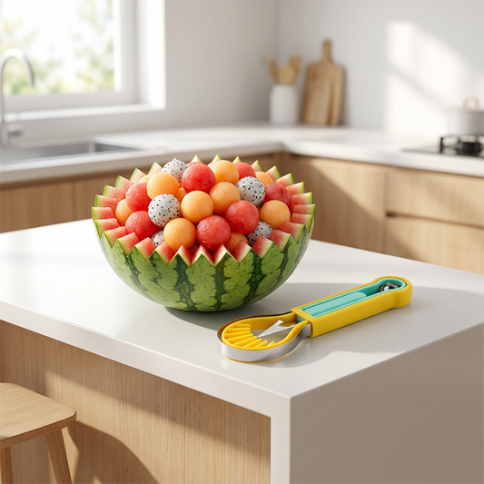 🍉🔥 OFERTA: Kit multifunción para cortar y sacar bolas de fruta (sandía y melón) – práctica herramienta de cocina ✨