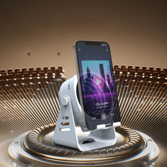 🔊 Soporte 2 en 1 con Altavoz de Audio por Inducción, Sonido 360° Compatible con Todos los Teléfonos y Tabletas