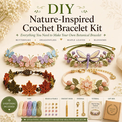🧶 Kit de pulseras de ganchillo DIY inspirado en la naturaleza 🧘 Reduce el estrés mientras creas arte portátil con tus propias manos