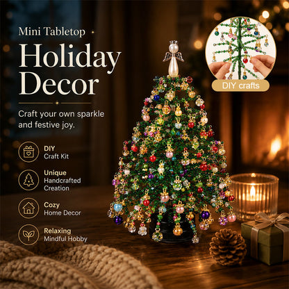 🔥 ¡Oferta caliente con 50 % DE DESCUENTO! 🔥 Elegante árbol de Navidad mini de cuentas – Set de decoración navideña de colección, de mesa 🎄