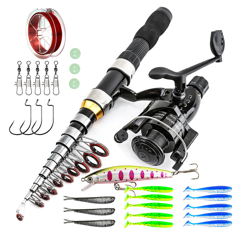 Set completo de pesca de viaje con bolsa de transporte