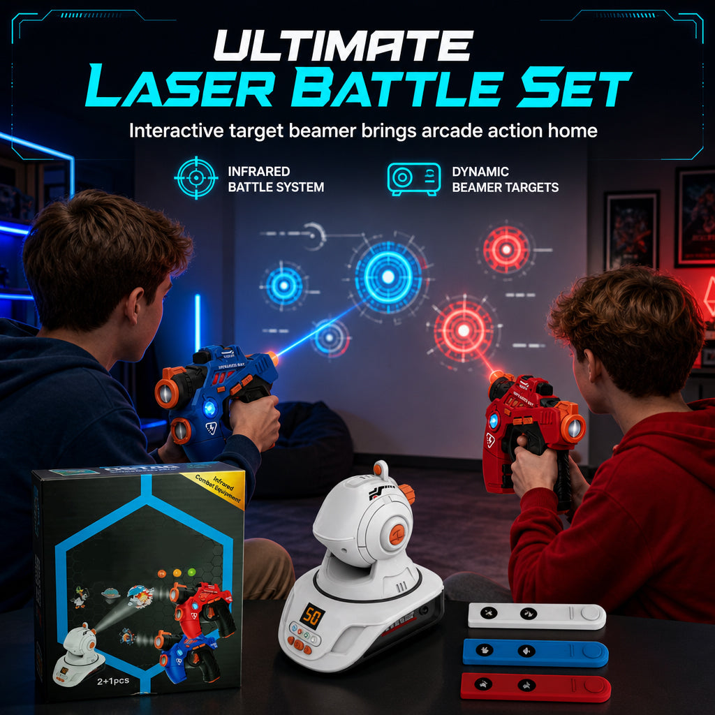 Set de pistolas de juguete de batalla láser infrarrojo para niños con 2 pistolas mini y 1 proyector con sonido y luz